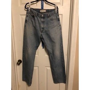 levi men's 505 faded blue denim straight leg jeans 36 x 34.